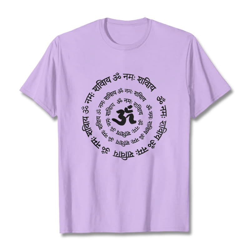 Camiseta de algodón con diseño de mantras sánscritos y símbolo OM de Buddha Stones - Ciruela - 2XL - image 14