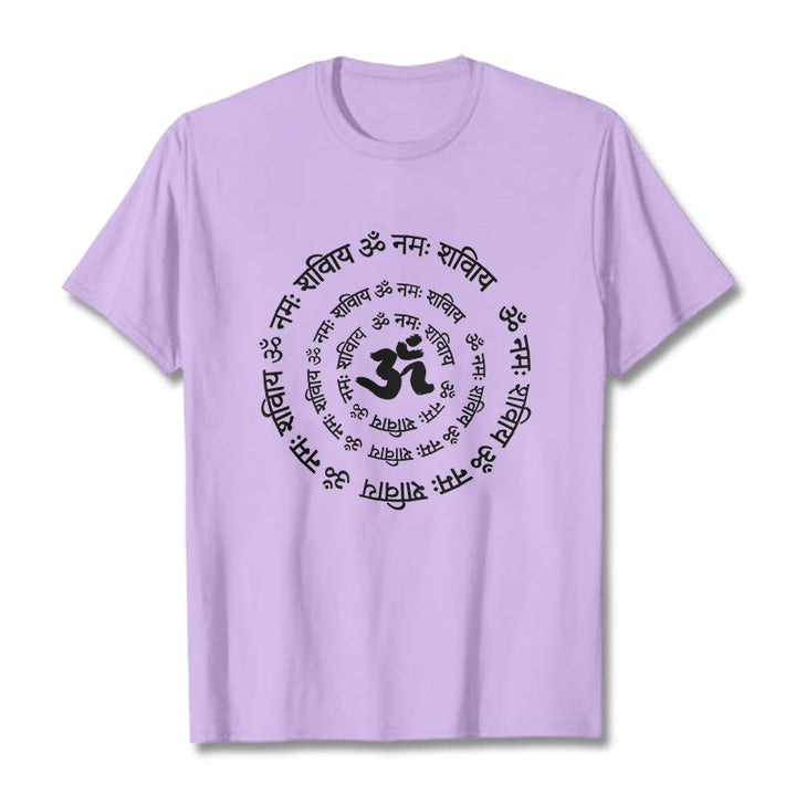 Camiseta de algodón con diseño de mantras sánscritos y símbolo OM de Buddha Stones - Ciruela - 2XL - image 14