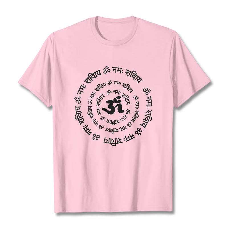 Camiseta de algodón con diseño de mantras sánscritos y símbolo OM de Buddha Stones - Rosa claro - 2XL - image 16