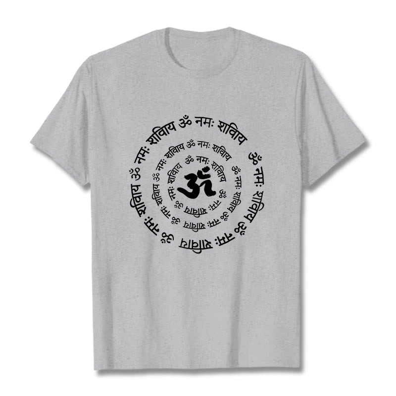 Camiseta de algodón con diseño de mantras sánscritos y símbolo OM de Buddha Stones - Gris claro - 2XL - image 20