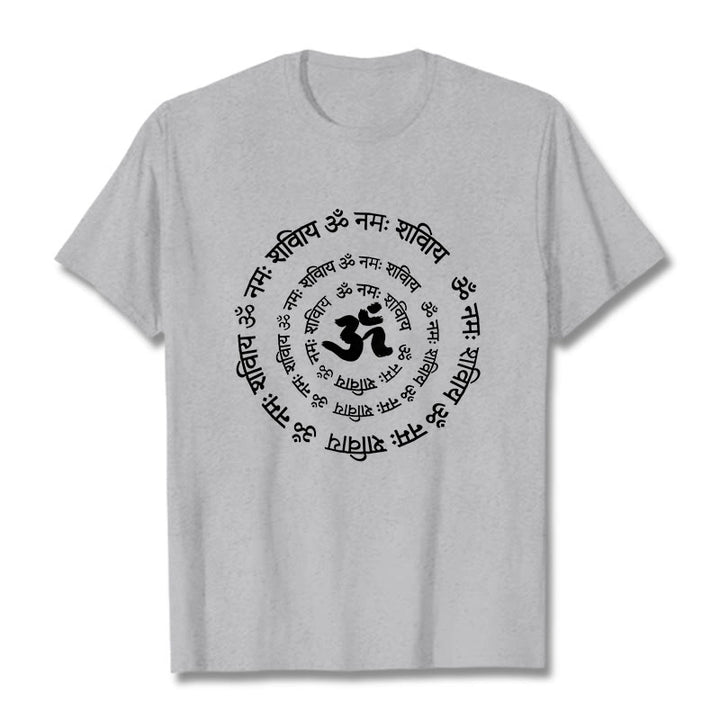 Camiseta de algodón con diseño de mantras sánscritos y símbolo OM de Buddha Stones - Gris claro - 2XL - image 20
