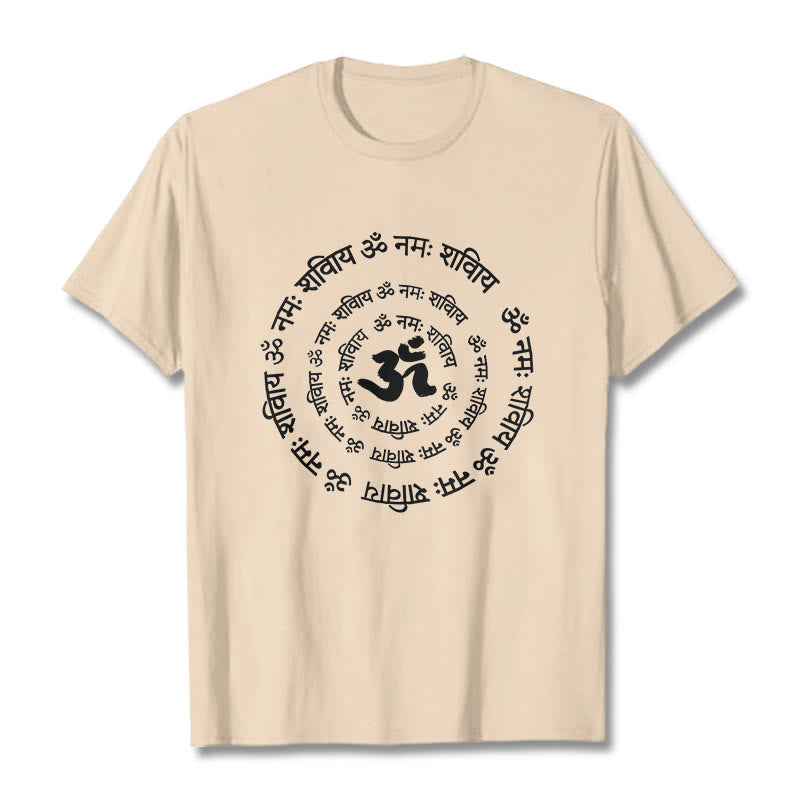 Camiseta de algodón con diseño de mantras sánscritos y símbolo OM de Buddha Stones - Sopa de mariscos - 2XL - image 12