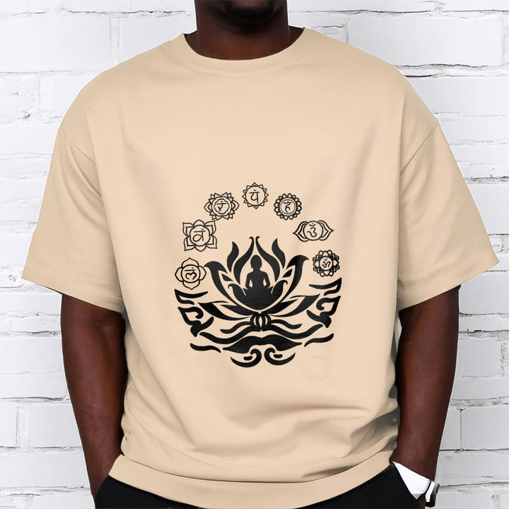 Camiseta con diseño de flor de loto de Buda y mantras sánscritos con símbolo OM de Buddha Stones - image 13