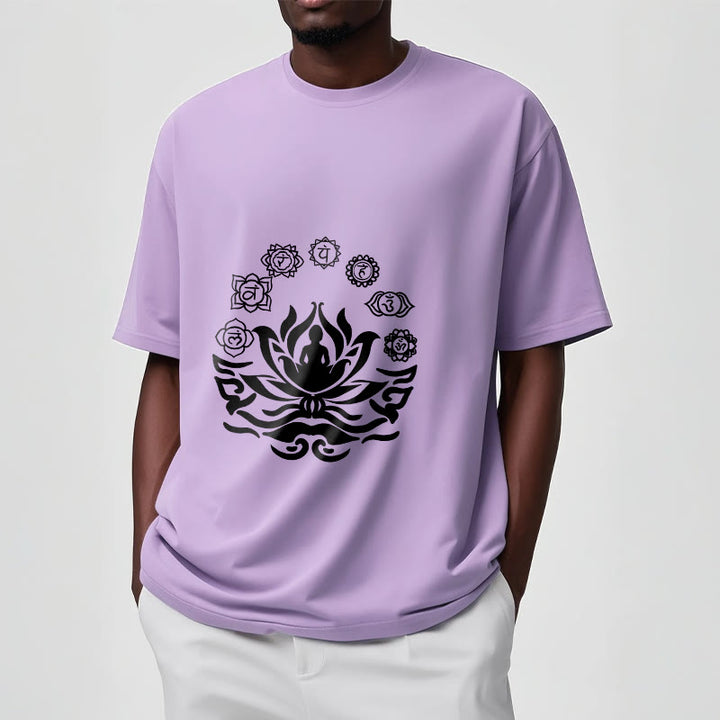 Camiseta con diseño de flor de loto de Buda y mantras sánscritos con símbolo OM de Buddha Stones - image 15