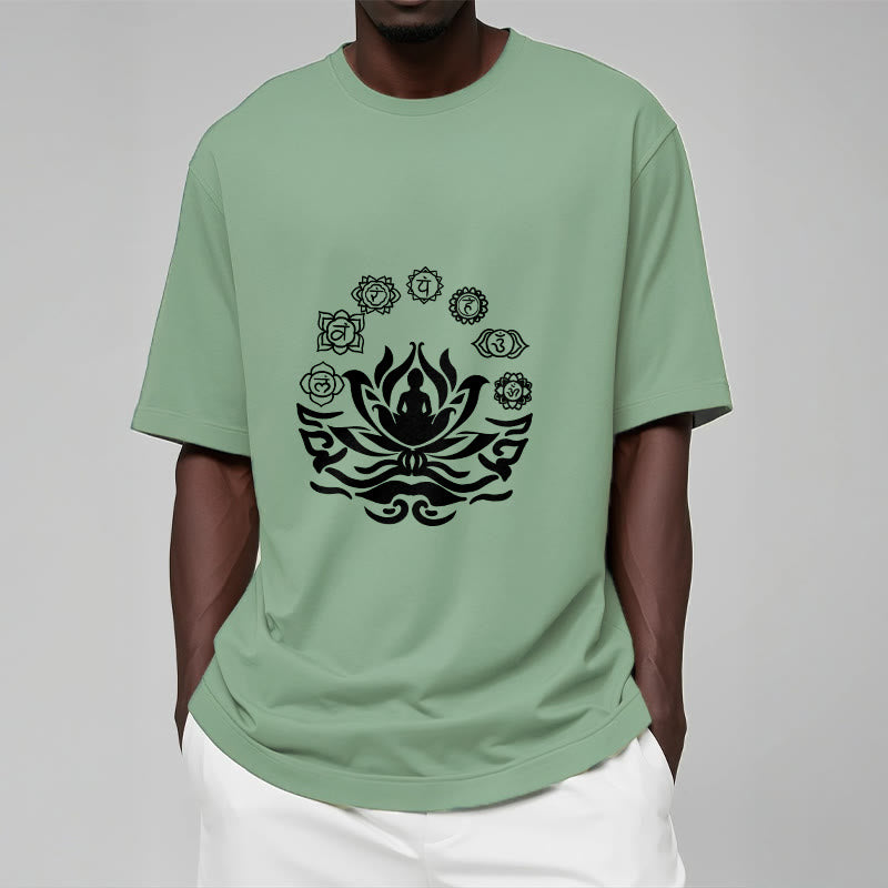 Camiseta con diseño de flor de loto de Buda y mantras sánscritos con símbolo OM de Buddha Stones - image 19