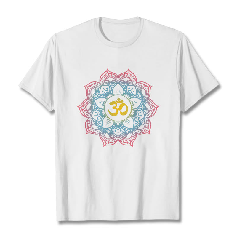 Camiseta con diseño de símbolo OM de mandala en forma de loto y Buddha Stones - Blanco - 2XL - image 8