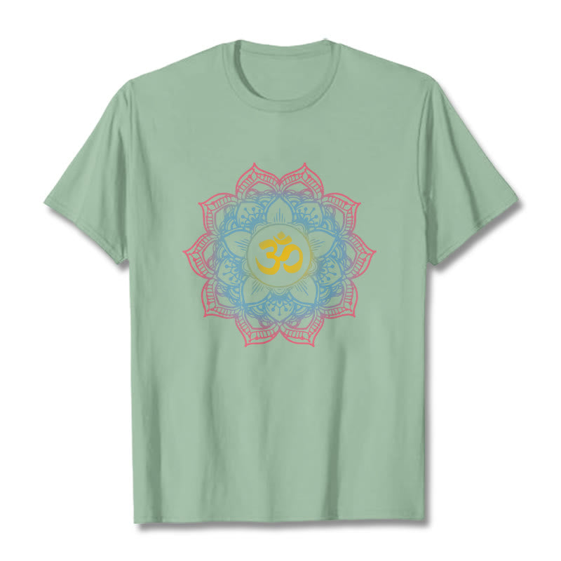 Camiseta con diseño de símbolo OM de mandala en forma de loto y Buddha Stones - Verde pálido - 2XL - image 18