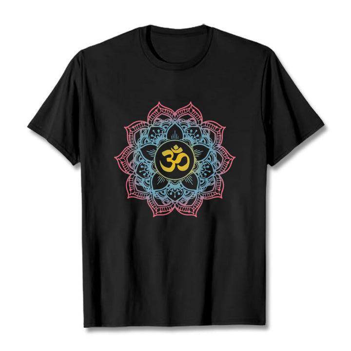 Camiseta con diseño de símbolo OM de mandala en forma de loto y Buddha Stones - Negro - 2XL - image 1