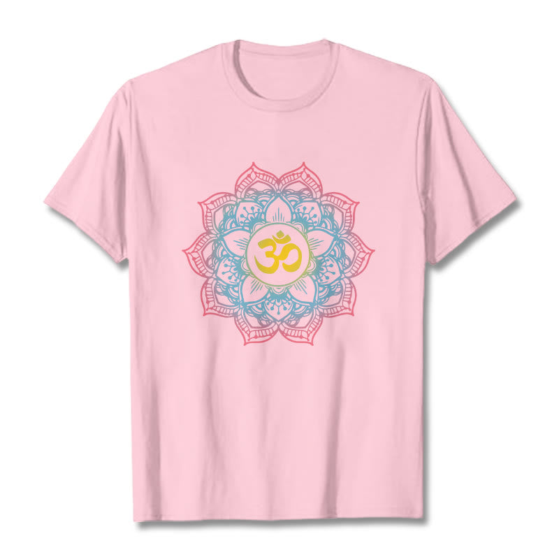 Camiseta con diseño de símbolo OM de mandala en forma de loto y Buddha Stones - Rosa claro - 2XL - image 16
