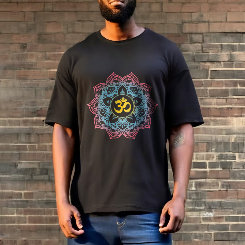 Camiseta con diseño de símbolo OM de mandala en forma de loto y Buddha Stones - image 3