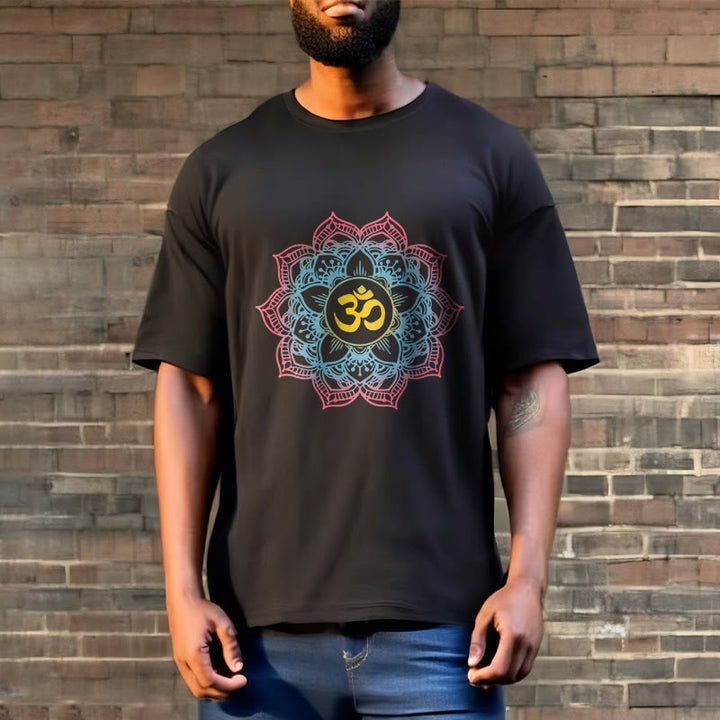 Camiseta con diseño de símbolo OM de mandala en forma de loto y Buddha Stones - image 3