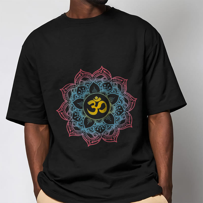 Camiseta con diseño de símbolo OM de mandala en forma de loto y Buddha Stones - image 2