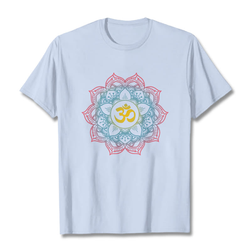 Camiseta con diseño de símbolo OM de mandala en forma de loto y Buddha Stones - Cian claro - 2XL - image 11