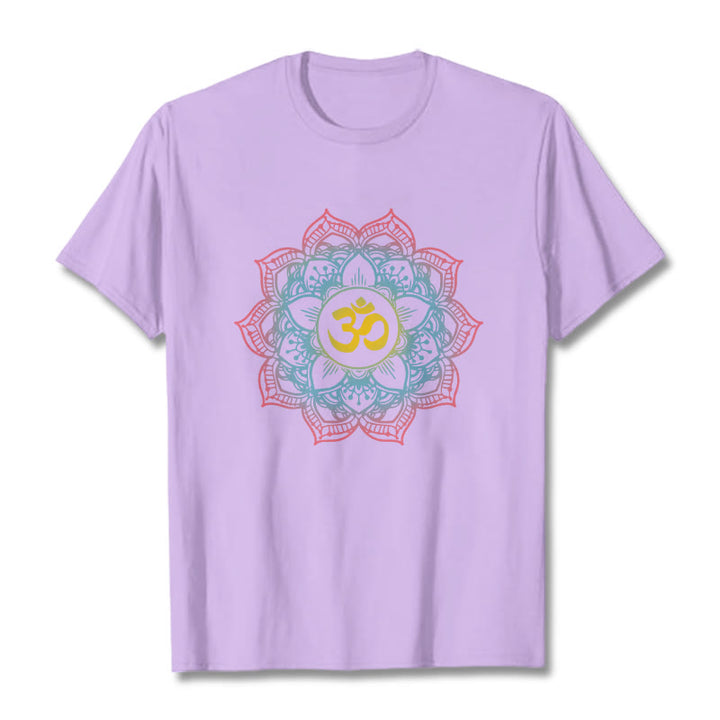 Camiseta con diseño de símbolo OM de mandala en forma de loto y Buddha Stones - Ciruela - 2XL - image 14