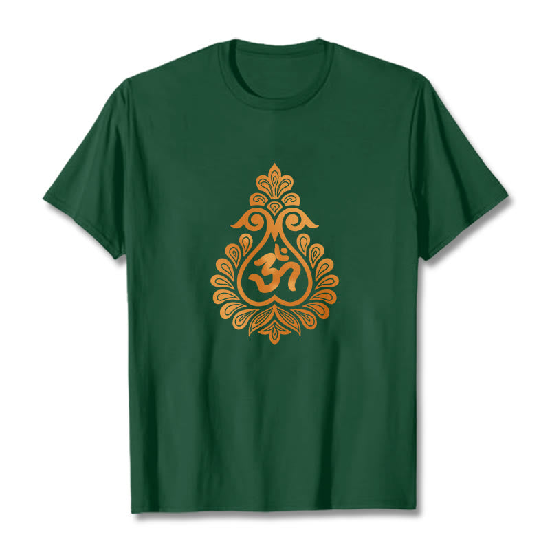 Camiseta con diseño de calabaza y Buddha Stones con símbolo OM - Verde bosque - 2XL - image 9