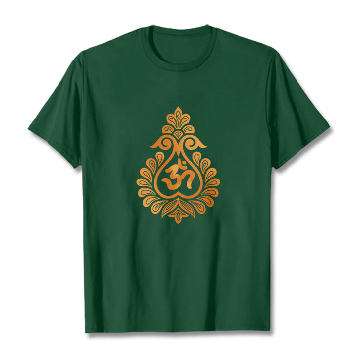 Camiseta con diseño de calabaza y Buddha Stones con símbolo OM - Verde bosque - 2XL - image 9