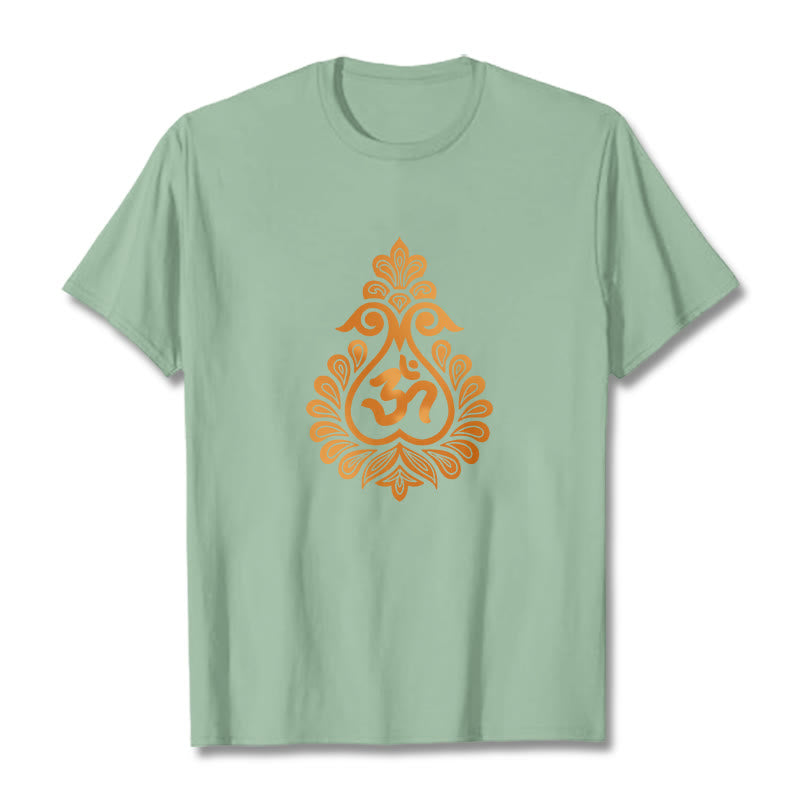 Camiseta con diseño de calabaza y Buddha Stones con símbolo OM - Verde pálido - 2XL - image 18