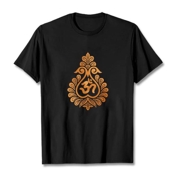 Camiseta con diseño de calabaza y Buddha Stones con símbolo OM - Negro - 2XL - image 5