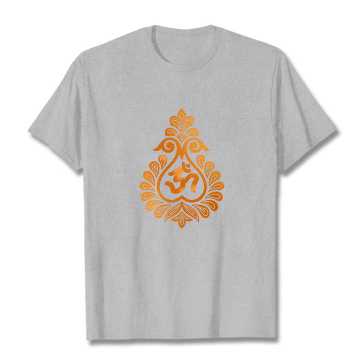 Camiseta con diseño de calabaza y Buddha Stones con símbolo OM - Gris claro - 2XL - image 20