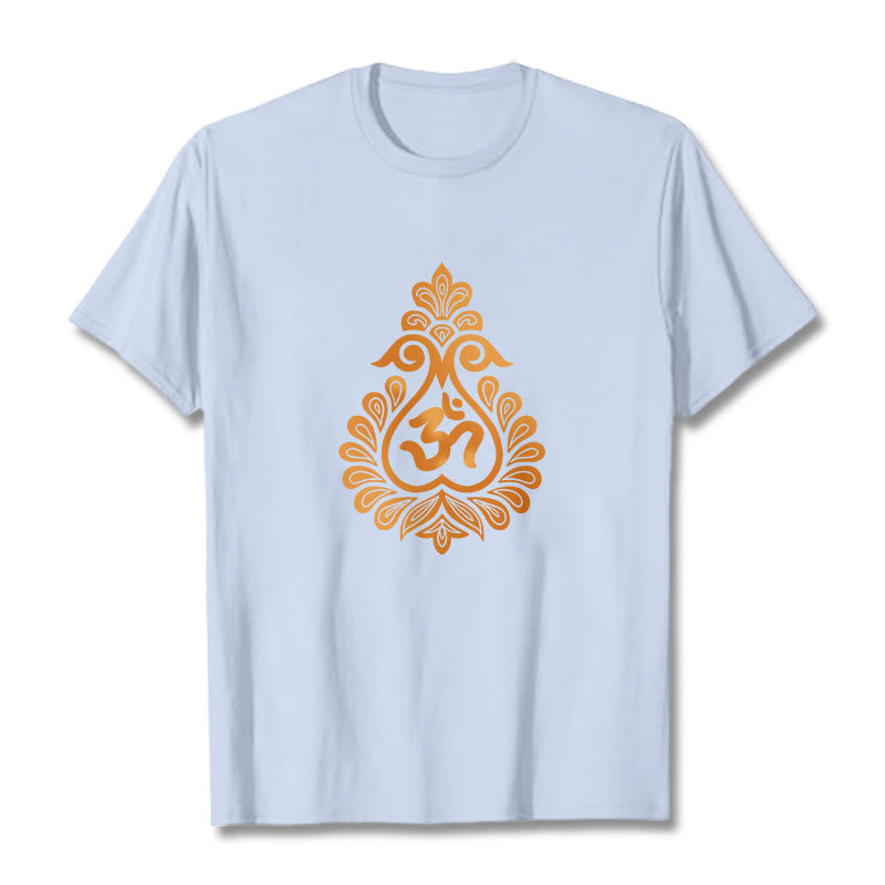 Camiseta con diseño de calabaza y Buddha Stones con símbolo OM - Cian claro - 2XL - image 11