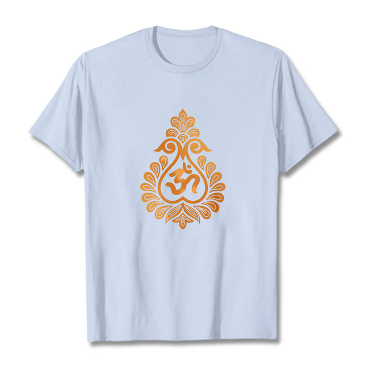Camiseta con diseño de calabaza y Buddha Stones con símbolo OM - Cian claro - 2XL - image 11