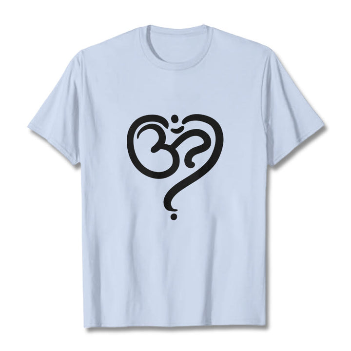 Camiseta con diseño de símbolo OM y corazón de amor con Buddha Stones - Cian claro - 2XL - image 11
