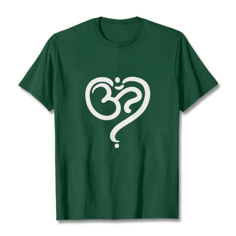 Camiseta con diseño de símbolo OM y corazón de amor con Buddha Stones - Verde bosque - 2XL - image 9