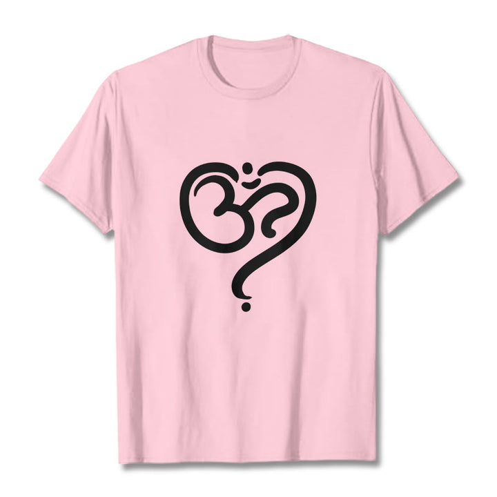 Camiseta con diseño de símbolo OM y corazón de amor con Buddha Stones - Rosa claro - 2XL - image 16