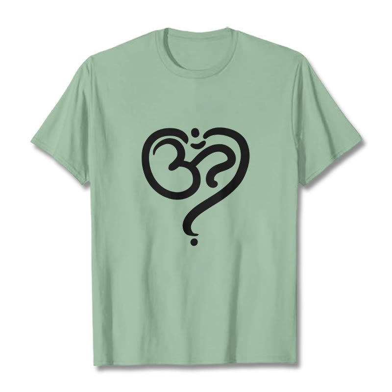 Camiseta con diseño de símbolo OM y corazón de amor con Buddha Stones - Verde pálido - 2XL - image 18