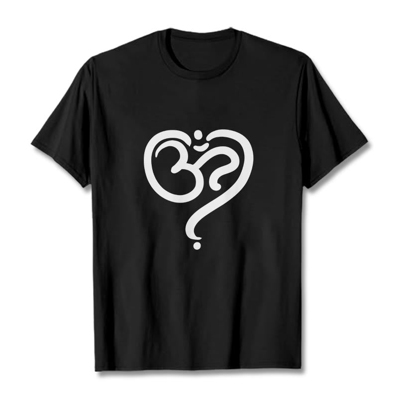 Camiseta con diseño de símbolo OM y corazón de amor con Buddha Stones - Negro - 2XL - image 1