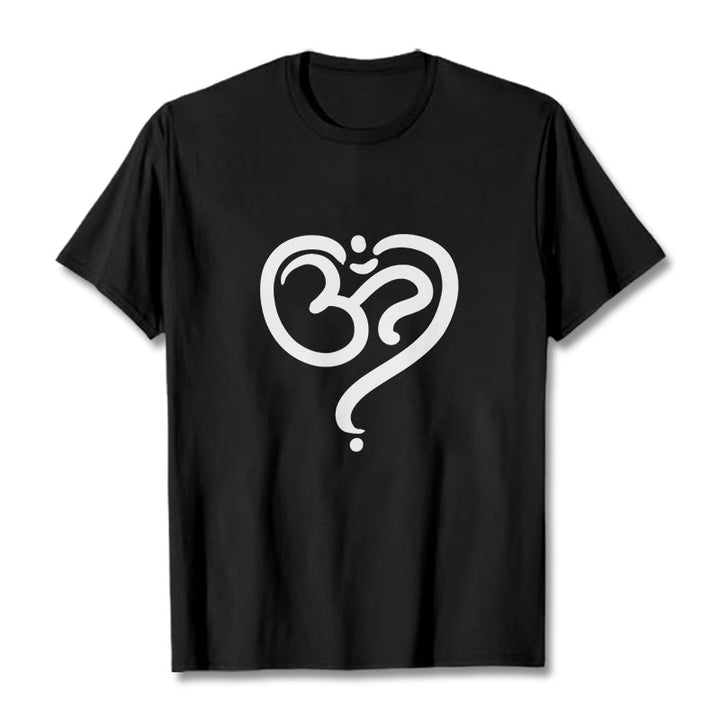 Camiseta con diseño de símbolo OM y corazón de amor con Buddha Stones - Negro - 2XL - image 1