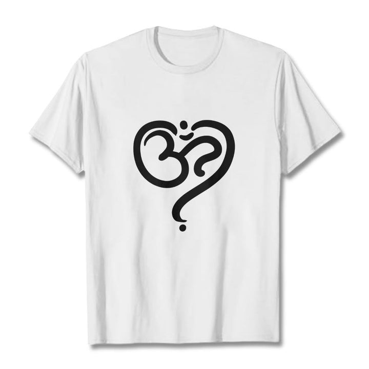 Camiseta con diseño de símbolo OM y corazón de amor con Buddha Stones - Blanco - 2XL - image 6