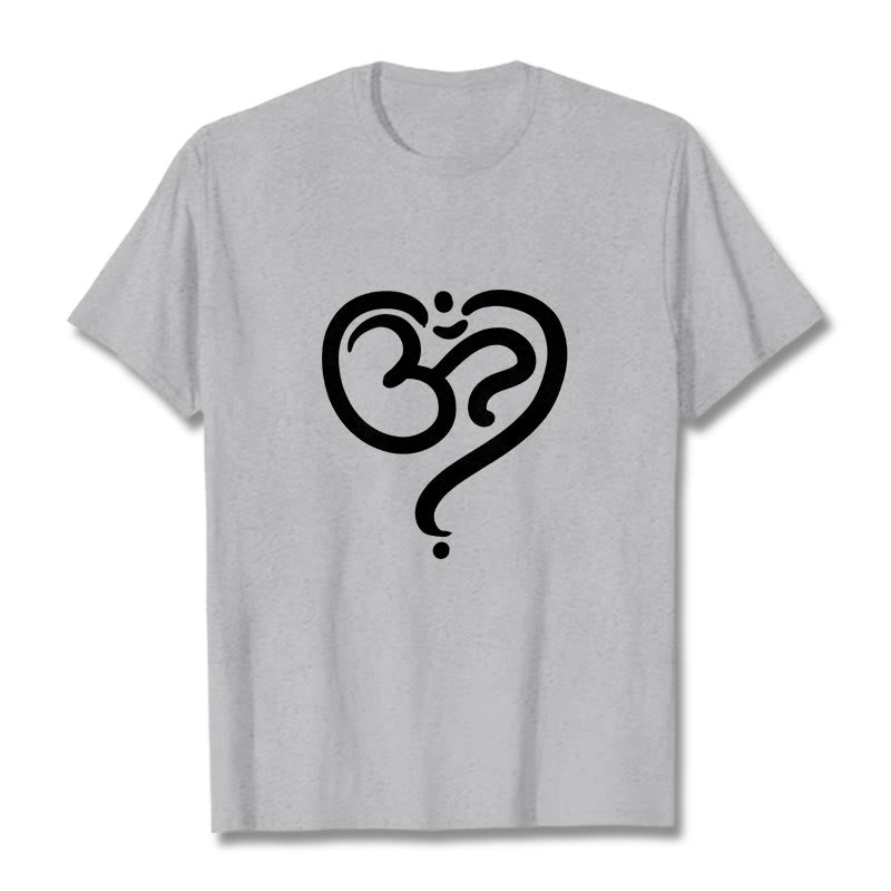 Camiseta con diseño de símbolo OM y corazón de amor con Buddha Stones - Gris claro - 2XL - image 20