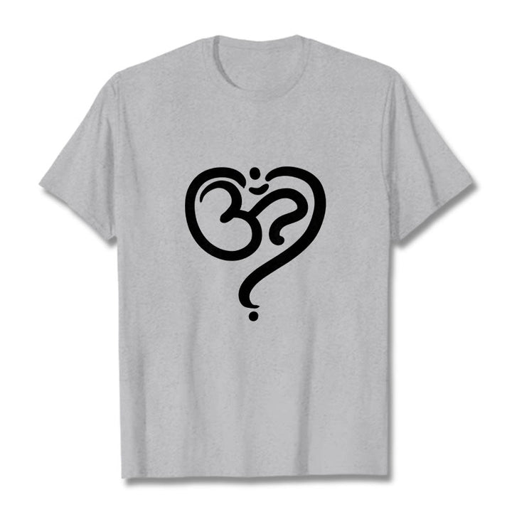 Camiseta con diseño de símbolo OM y corazón de amor con Buddha Stones - Gris claro - 2XL - image 20