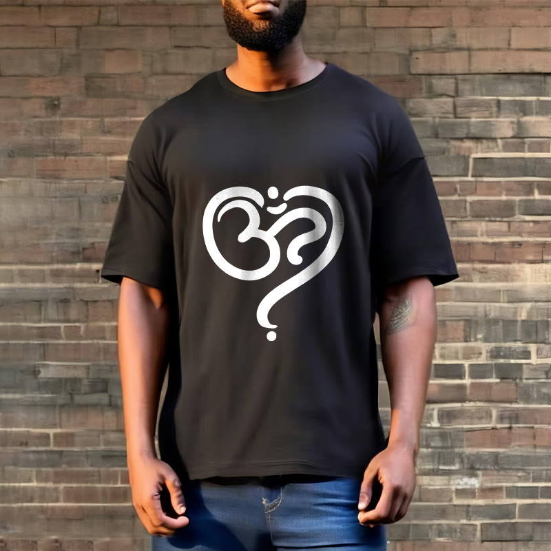 Camiseta con diseño de símbolo OM y corazón de amor con Buddha Stones - image 3