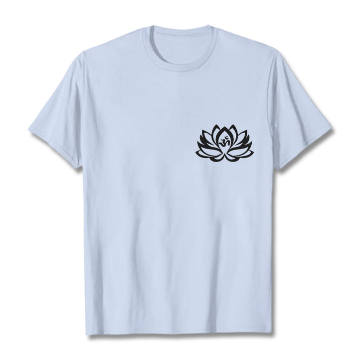 Camiseta con diseño de flor de loto y símbolo OM de Buddha Stones - Cian claro - 2XL - image 11