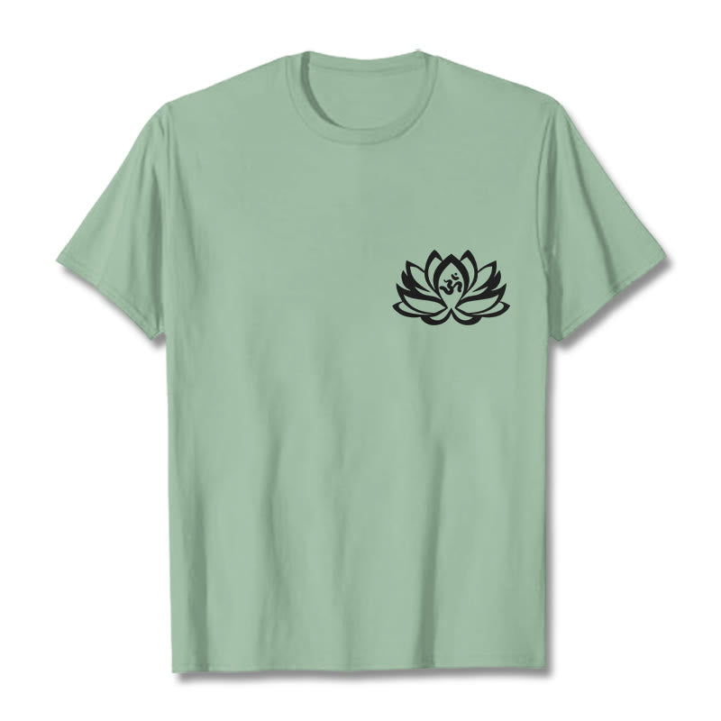 Camiseta con diseño de flor de loto y símbolo OM de Buddha Stones - Verde pálido - 2XL - image 18