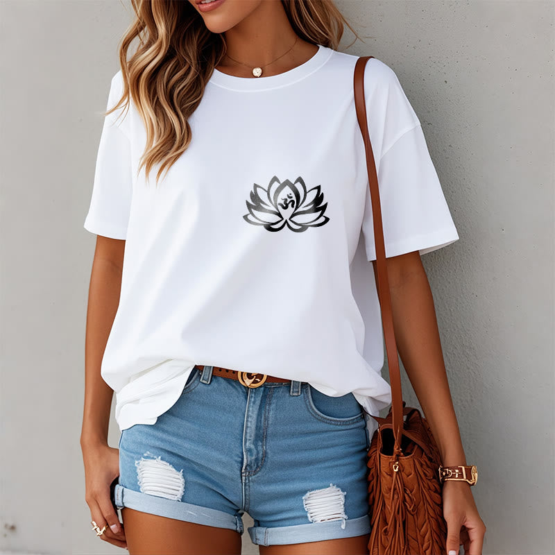 Camiseta con diseño de flor de loto y símbolo OM de Buddha Stones - image 10