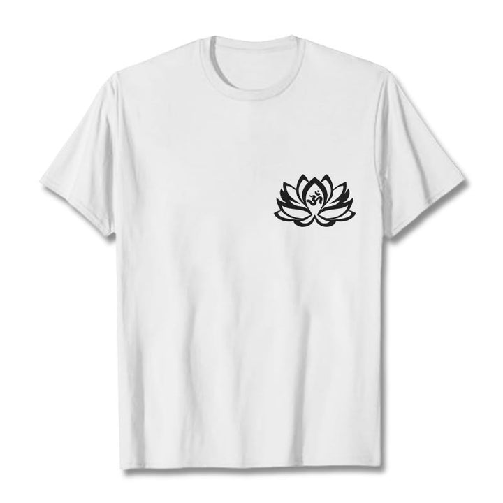 Camiseta con diseño de flor de loto y símbolo OM de Buddha Stones - Blanco - 2XL - image 8