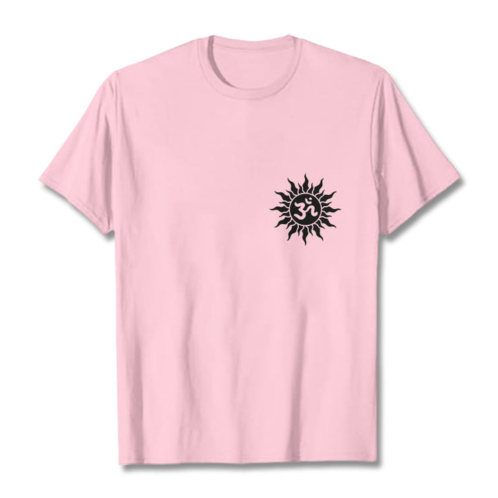 Camiseta con diseño de símbolo OM del sol y Buddha Stones - Rosa claro - 2XL - image 16