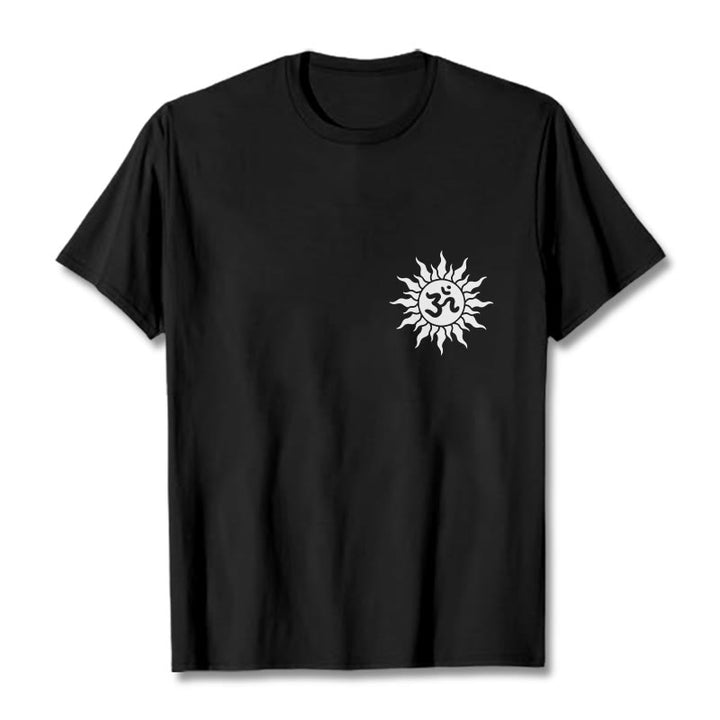 Camiseta con diseño de símbolo OM del sol y Buddha Stones - Negro - 2XL - image 1