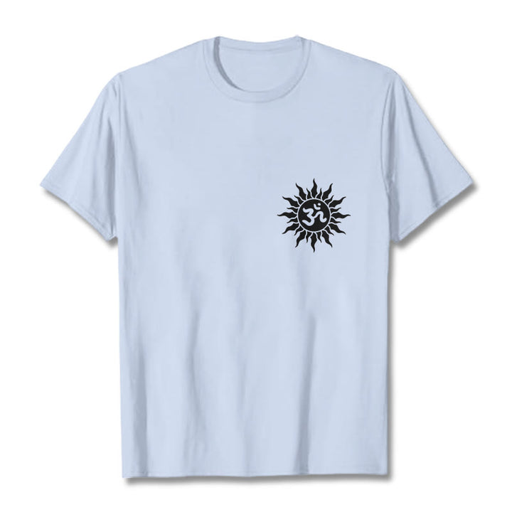 Camiseta con diseño de símbolo OM del sol y Buddha Stones - Cian claro - 2XL - image 11