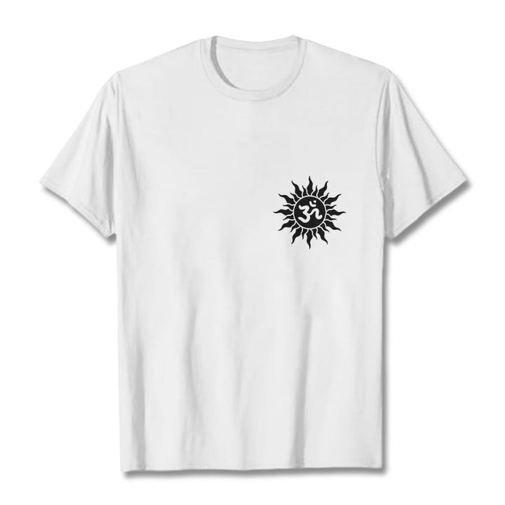 Camiseta con diseño de símbolo OM del sol y Buddha Stones - Blanco - 2XL - image 8