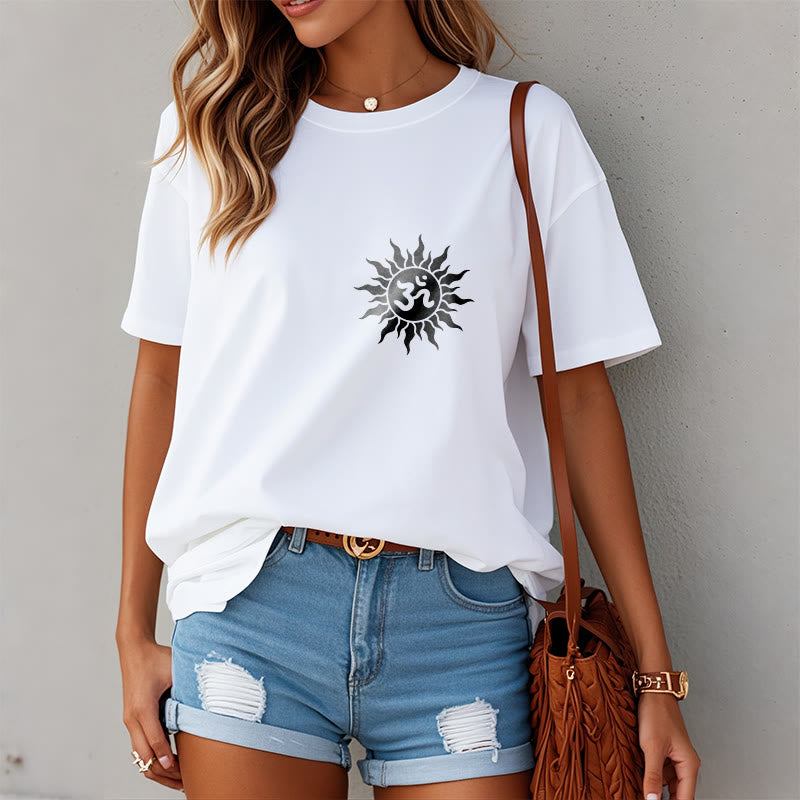 Camiseta con diseño de símbolo OM del sol y Buddha Stones - image 10