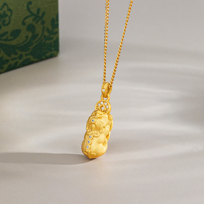 Colgante de plata de ley 925 con Buddha Stones y mini PiXiu Dorje Vajra Wealth - Dorado - Pixiu - image 6