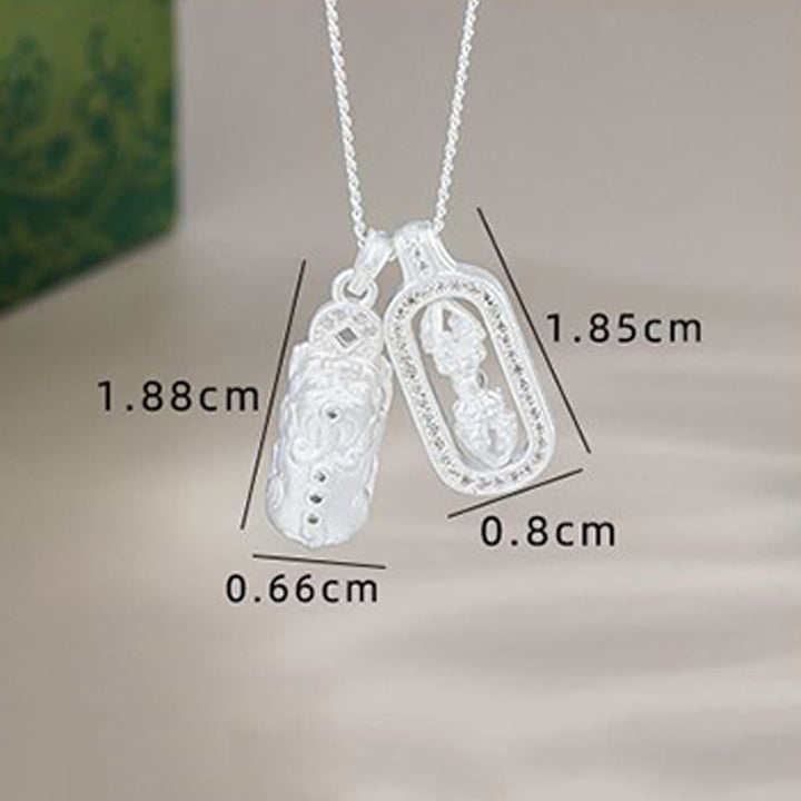 Colgante de plata de ley 925 con Buddha Stones y mini PiXiu Dorje Vajra Wealth - image 10