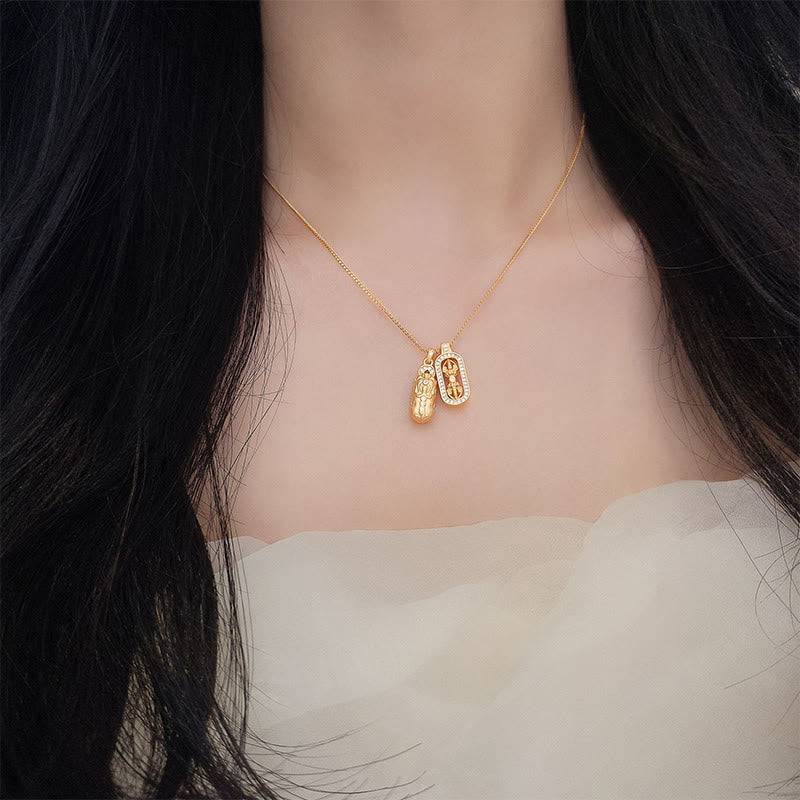 Colgante de plata de ley 925 con Buddha Stones y mini PiXiu Dorje Vajra Wealth - image 2