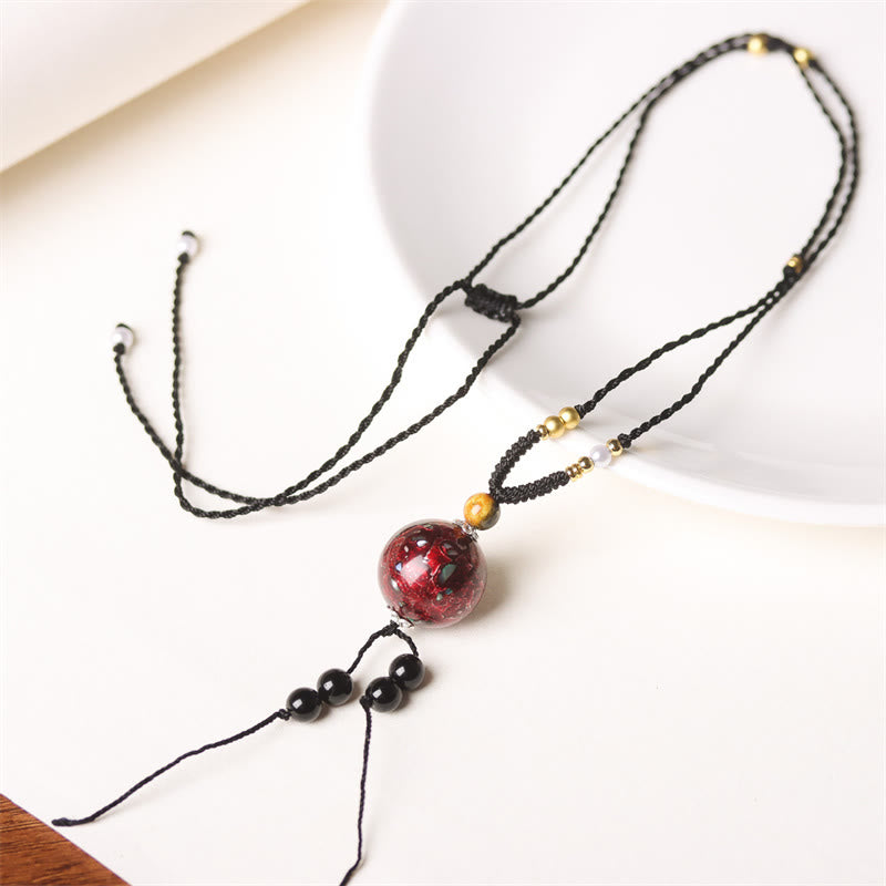 Collar con colgante de paz, con cuentas de Venus Aurora, madera de ébano y Buddha Stones - image 2
