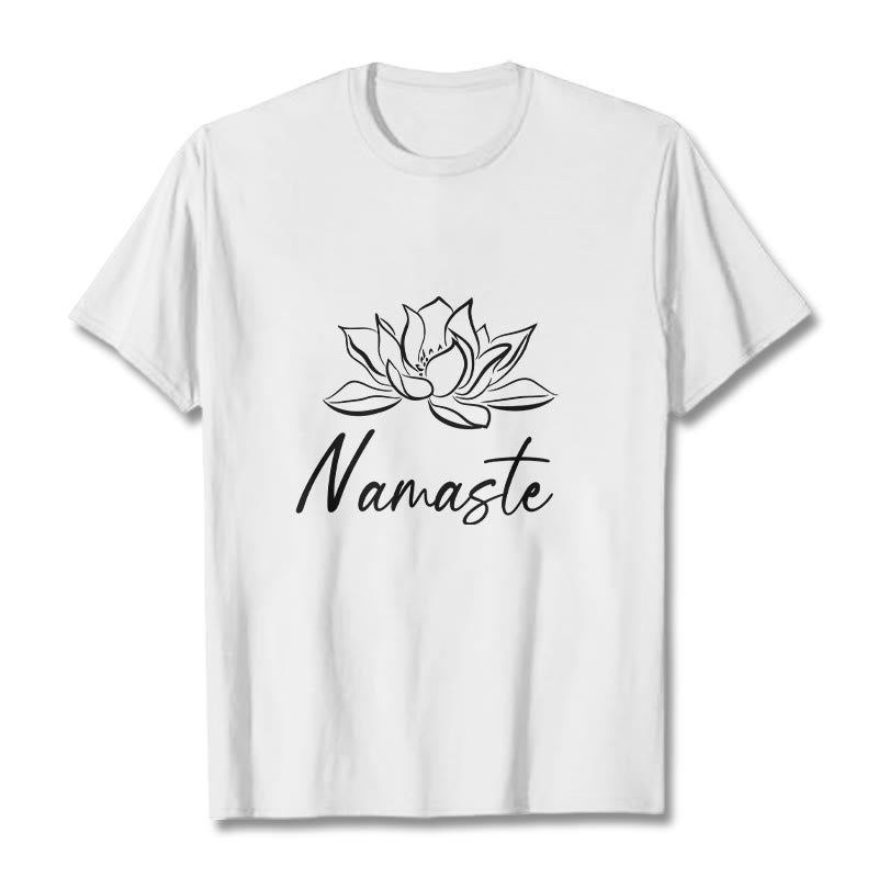 Camiseta de algodón con Buddha Stones, flor de loto sencilla y meditación Namaste - Blanco - 2XL - image 6