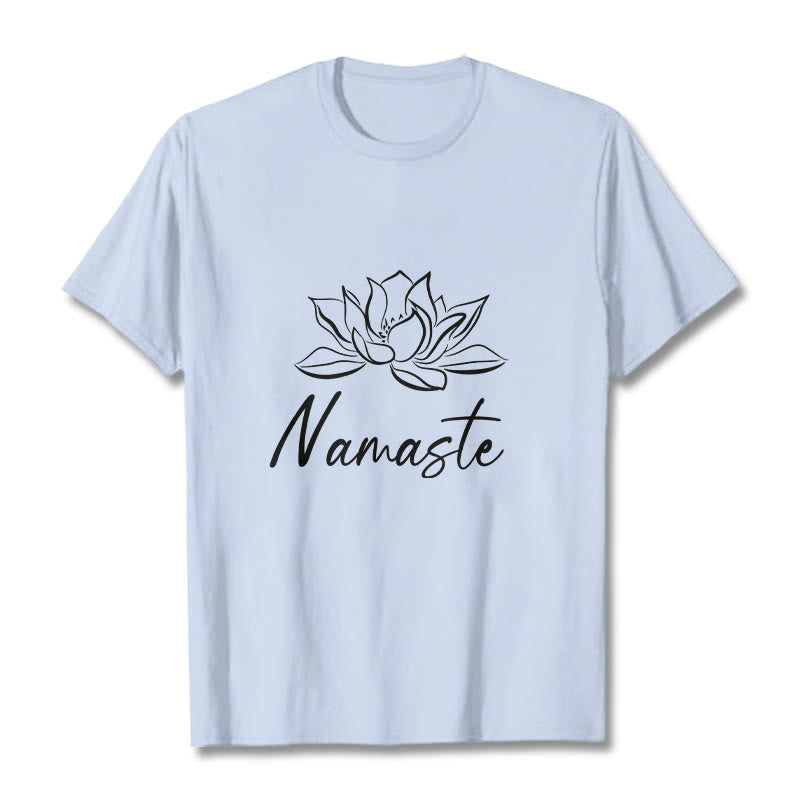 Camiseta de algodón con Buddha Stones, flor de loto sencilla y meditación Namaste - Cian claro - 2XL - image 19